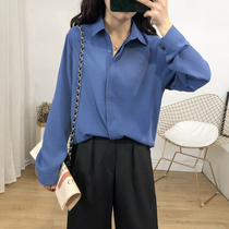 2020 Autumn New plus size womens chiffon shirt fat sister loose collar shirt womens coat 200 Jin