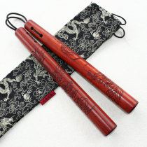 Red flower wood wooden nunchaku hardwood Bruce Lee nunchaku Shaos red sandalwood carved dragon and phoenix solid wood