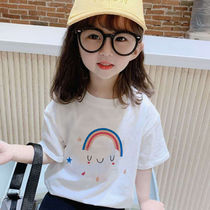 Pure Cotton Girl Short Sleeve T-shirt Summer Dress 2021 Summer New Children Female Baby Foreign Air Children Half Sleeve Blouse Tide