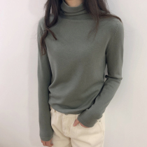 Lolora Knitted Womens Long Sleeve 2021 Autumn New Pile Collar Slim Top High Neck Pullover base shirt