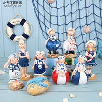 Mediterranean style resin doll hanging feet Navy couple ornaments Home decorations Character decoration Partition decoration