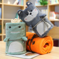 Cute lunch break shawl blanket cartoon office lid leg blanket air conditioning blanket flannel car travel portable small roll blanket