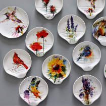 American ceramic flower pattern ink series small saucer dip plate small disc large oval disc fish plate household