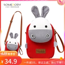 Tricolour patch donkey rolling toast in Korean version 6 inch mobile phone bag Single shoulder diagrammatic satchel bag cute student child bag