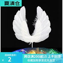 Net red couple feather string light Fairy feather angel wings Birthday party kiss cake decoration plug-in