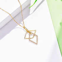 Mousse jewelery II Shop 18K gold inlaid with natural real drill delicate 18K gold diamond necklace geometric trekking chain epidour