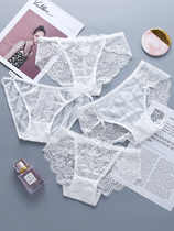 Hydrological girl white lace panties ultra-thin hot sexy ice silk low waist lady pure cotton triangle pants