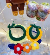 Cream is only hairy cat pet peppy dog necklace knitted neck cover cute ornament Colour flower ring Coloured