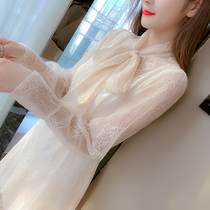 Autumn New temperament waist slim long sleeve lace jumpsuit fairy Super fairy sweet French first love skirt