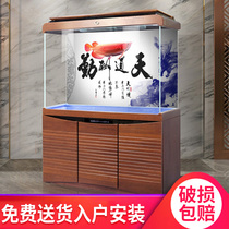 Minjiang fish tank Large living room free water ultra-white glass 1 2 meters fish tank self-circulating ecological fish tank aquarium
