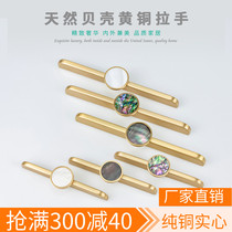 Pure brass cabinet door handle Light luxury gold Nordic Chinese wardrobe cabinet drawer Modern simple shell hardware handle