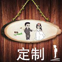 Lovers wooden custom-made wedding photography decoration pendants wedding room decoration painting cartoon men and women Photo woodblock prints