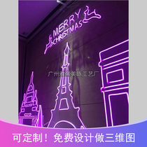 Christmas scene lighting layout neon background wall real estate sales center light painting custom