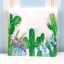 Green cactus printing paper cup flower placemat paper hotel wedding mouth cloth banquet paper green plant color paper towels 20 sheets