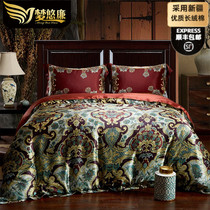 Mengyou Lian home textile European and American high-end luxury bedding double-sided mulberry silk sheets quilt cover four-piece set