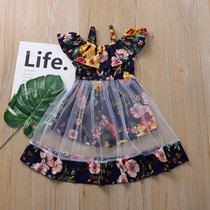 Summer Strapless Dress Flower Children Kids Dresses for Girl