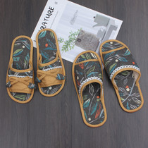 Home fabric indoor men and women floor slippers couple ox non-slip bedroom Silent Light Four Seasons autumn soft bottom