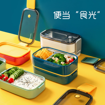  304 stainless steel insulated lunch box Office worker separated lunch box double-layer microwave oven can heat student lunch box