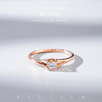 Bi color Bestser (heart note) 18K rose gold inlaid diamond ring diamond ring single diamond diamond ring gift