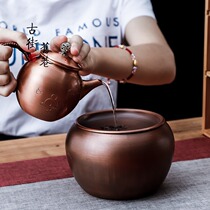 Pot to build a bowl of copper dry table tea bearing water Meng Japanese style large tea residue tank wash tea cup Basin tea set accessories