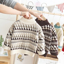 Boys sweater cover autumn and winter new Yangtze baby Han edition semi-tall collar sweater in small girls knitted shirt