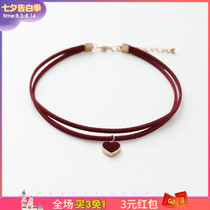 Suede love choker necklace Female clavicle chain Girl heart necklace Simple Korean neck jewelry neck strap ring