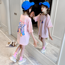 Girls trend short sleeve summer 2021 summer new childrens net red trend in big childrens clothing Korean version of T-shirt foreign gas