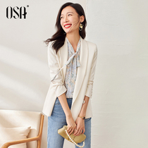OSA early autumn dress 2021 new female acetic acid suit jacket senior sense fried street OL professional small suit top