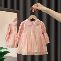 Girl dress spring and autumn foreign style Net red 2021 new childrens princess skirt small childrens clothing tide girl baby Autumn dress