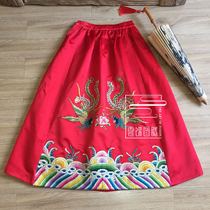 Cloud decoration totem original design womens skirt Old embroidery hand embroidery double phoenix peony large skirt puffy skirt