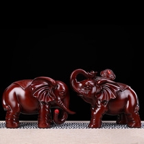 Lucky elephant ornaments A pair of crafts Living room display Bogu rack TV wine cabinet Home partition decoration Chinese style