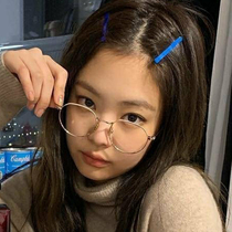 jennie with gold wire round frame glasses anti-blue glasses myopia Korean version of tide plain face mirror can be equipped with degrees