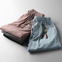Foreign trade export tail single pants mens bunched feet Haren pants summer thin pants original single cut bull trend mens pants