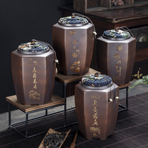 Chai burnt purple sand tea cans kung fu tea set household Puer tea cans moisture-proof sealed cans large storage cans tea ceremony accessories