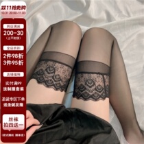 Yeyue Meow: Sexy black silk thin section pure desire lace over-the-knee stockings summer black beautiful legs high socks women