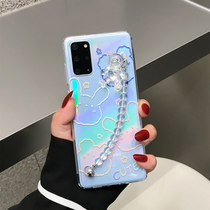 Cute Samsung s20fe Mobile Phone Shell s21 Cartoon Small Bear Transparent Softshell note20ultra Minimalist Stroke Rabbit s10 Fashion Wristband Apply s9plus Anti-Fall