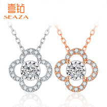 Diamond necklace female 18K gold lucky four leaf clover fashion pendant car flower display diamond choker birthday gift