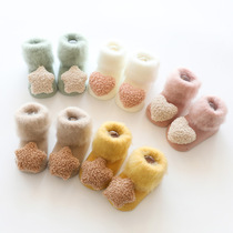 Baby socks winter plus velvet thickening anti-slip doll baby socks bristle loops neonatal floor socks 0-1 8 yue