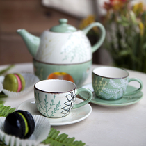 Bubble tea pot set Herbal tea set European-style heat-resistant split ceramic heating fruit tea pot tea cup set