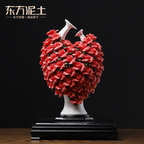 Oriental clay Heaven and Earth Newlywed wedding gift to girlfriend Ceramic flower ornaments new house decorations