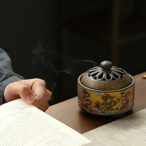 Ceramic cloisonne incense burner crafts ornaments back-flow aromatherapy creative home room incense plug incense channel enamel color