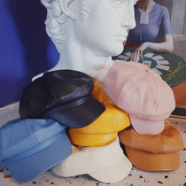 Huang Niuniu classmate store owner left feedback recommended wild retro color leather PU octagonal hat painter hat