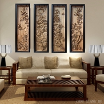 Zhou Xianrong Spring Summer and Autumn Winter Four Screen Handmade Wooden Sculptures Pendant Chinese Decoration Relief East Yang Classical Solid Wood