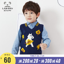 Rabi Tree childrens clothing Boys vest knitted autumn 2021 male baby waistband Baby Western sweater vest