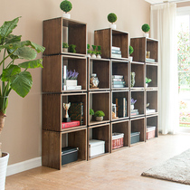Pure solid wood combination bookshelf shelf full oak study furniture simple display rack floor rack furniture