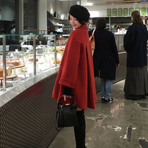 Red double-sided cashmere coat womens short 2020 autumn and winter New Korean version of high-end small man cloak wool jacket