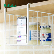 Japanese kitchen non-perforated iron storage rack seasoning rack storage hanging basket paper towel spoon shovel rack chopping board rack