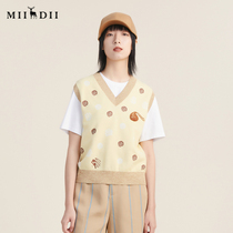 Riddle Knit Waistcoat Vest 2022 Autumn New Pine Retro Academy outside wearing sweater waistcoat 223MZ1369 female 223MZ1369