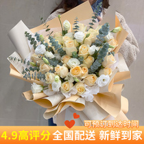 Changchun Champagne Rose Bouquet Real Flower Flower Express Nan Guancheng Second Road Chaoyang City Birthday Delivery Flower Shop