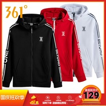 361 Degree Mens 2019 spring and autumn new hooded cardigan 361 letter trend fashion sports sweater men